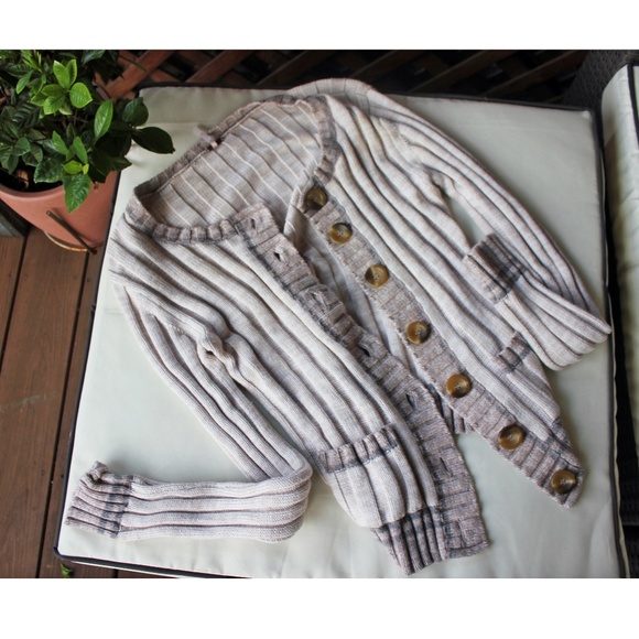 Free People Sweaters - Free People Beige Ribbed Button Cardigan